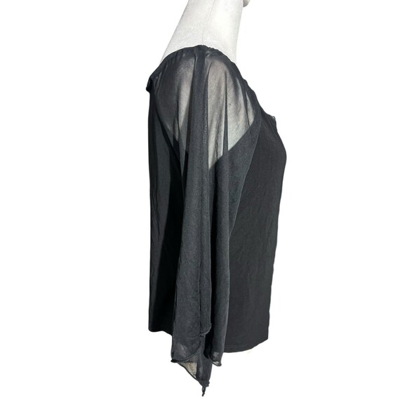 Y2K Anna Blouse Lace Up Front Black Whimsigoth Grunge Witchy Lightweight Sz 1X - Picture 13 of 16